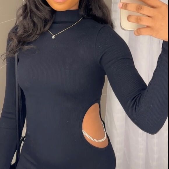 Zara Ribbed Open Side Mock Neck Sweater 335 - Picture 5 of 5